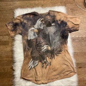 “Vintage” Acid Wash Eagle Tee Shit Yellow XL